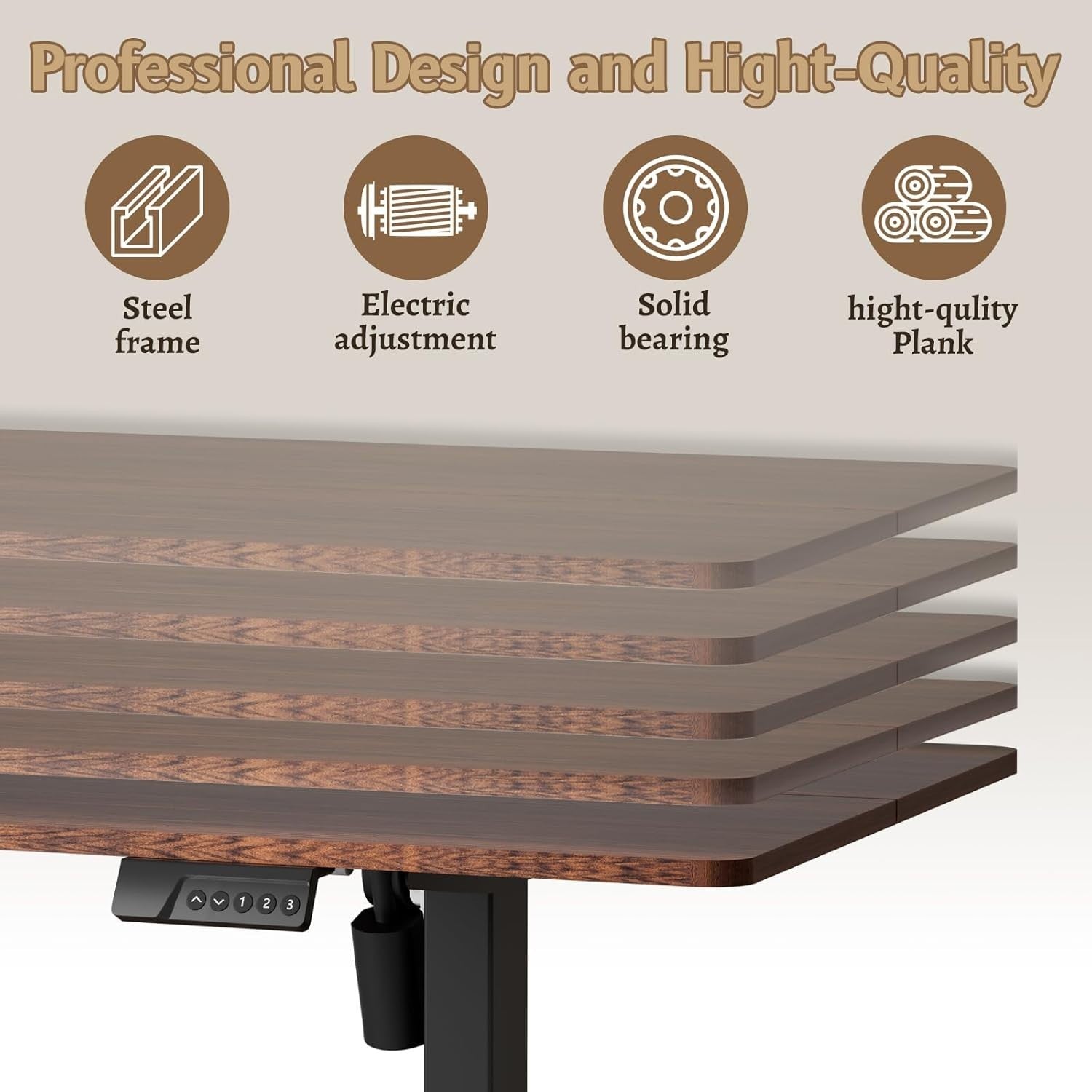 Electric Height Adjustable Standing Desk 140x60cm Ergonomic Sit Stand Table