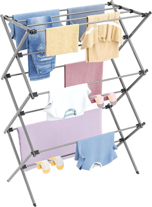 3 Tier Foldable Clothes Airer Heavy Duty Laundry Drying Rack Indoor Outdoor