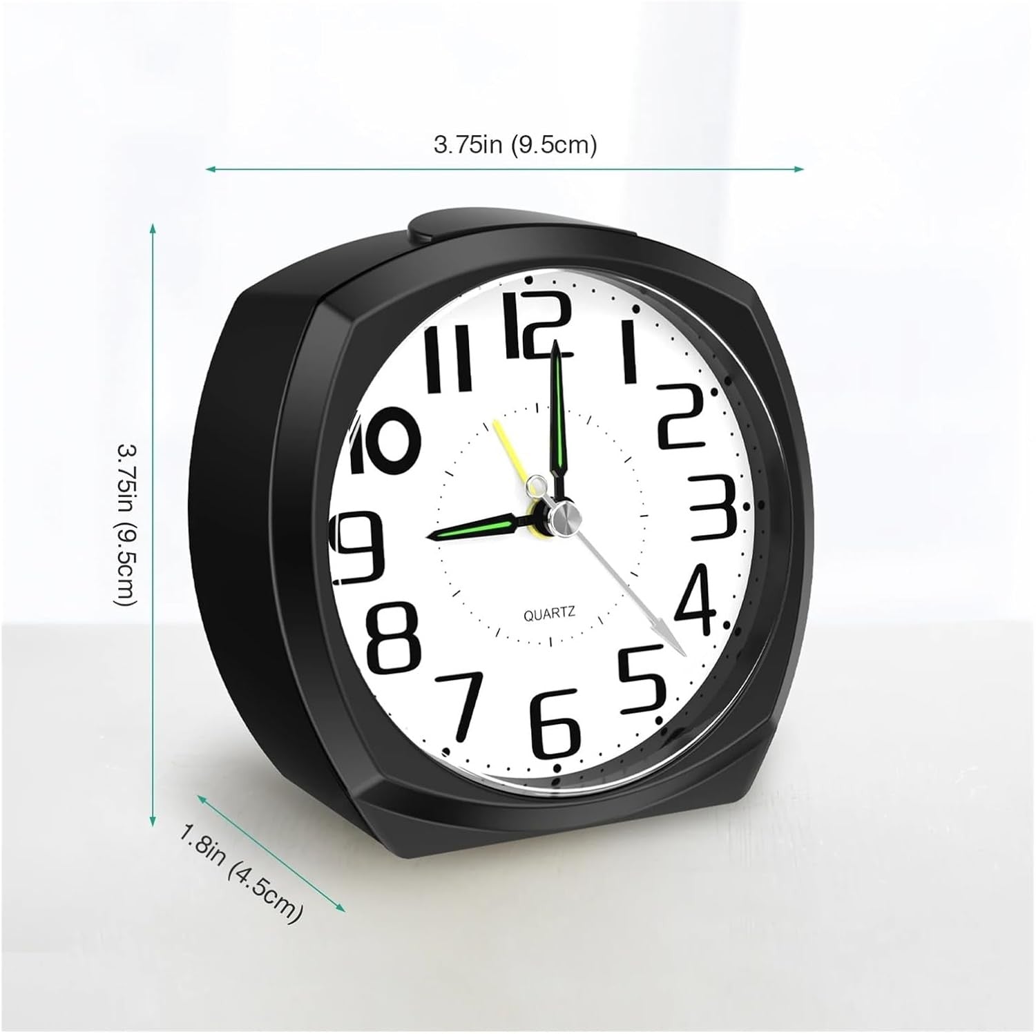 Silent Analog Alarm Clock Non-Ticking Luminous Bedside Clock Heavy Sleepers