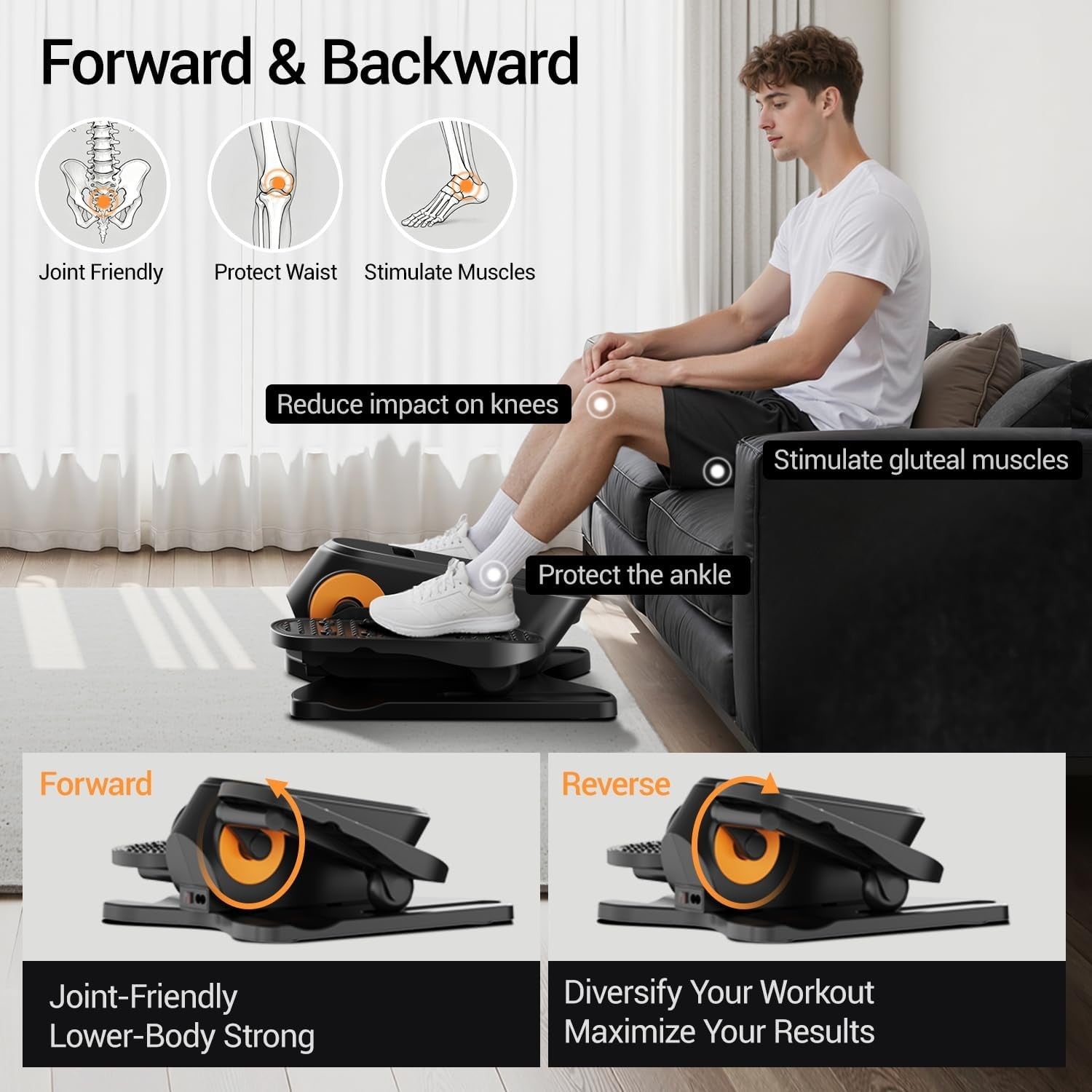 Under Desk Electric Elliptical Pedal Exerciser Quiet Remote Seated Trainer