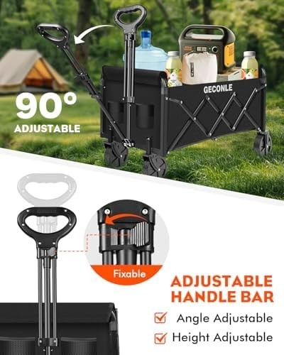 100L Folding Shopping Trolley Cart – Collapsible Wagon with Wheels & Cup Holders