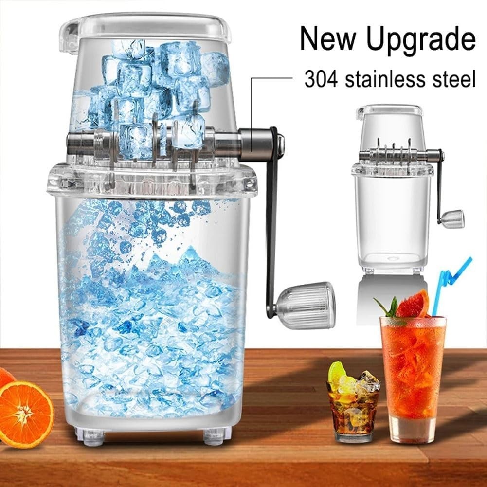 Manual Ice Crusher Shaver Hand Crank Snow Cone Slush Maker 1.25L