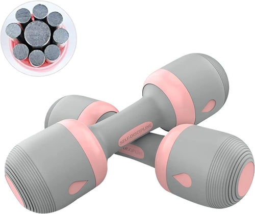 Adjustable Dumbbell Set 2–10kg Non-Slip Home Fitness Weights Pink Grey