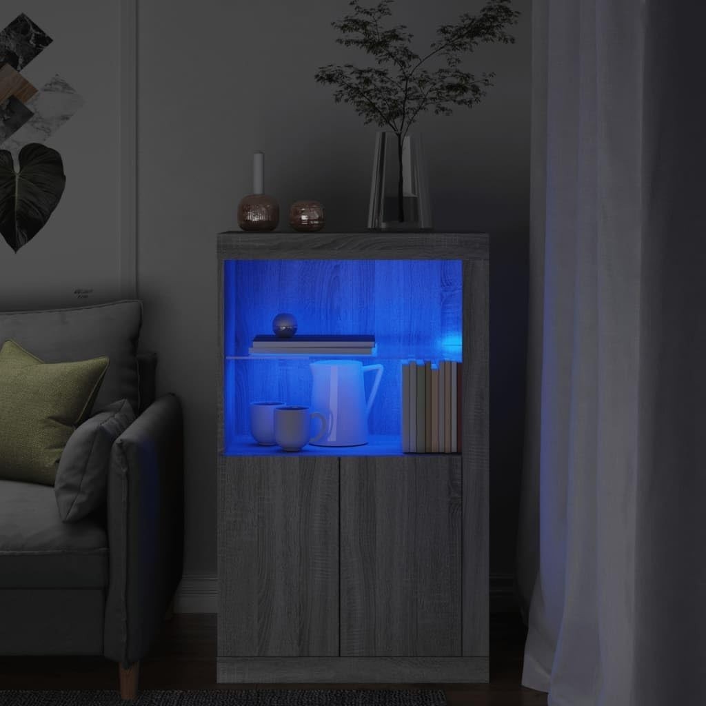Grey Sonoma LED Sideboard Cabinet – Moisture Resistant, Modern Storage