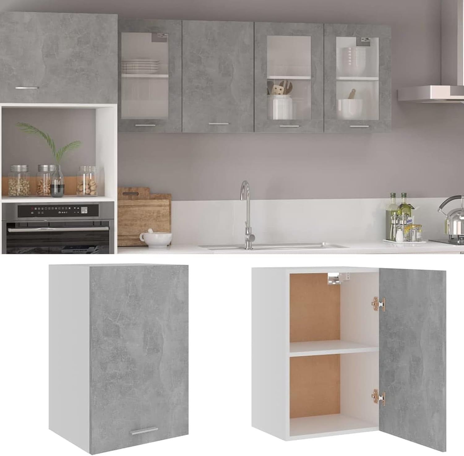 Space-Saving Kitchen Wall Cabinet with Lockable Doors & Shelves 39.5x31x60cm