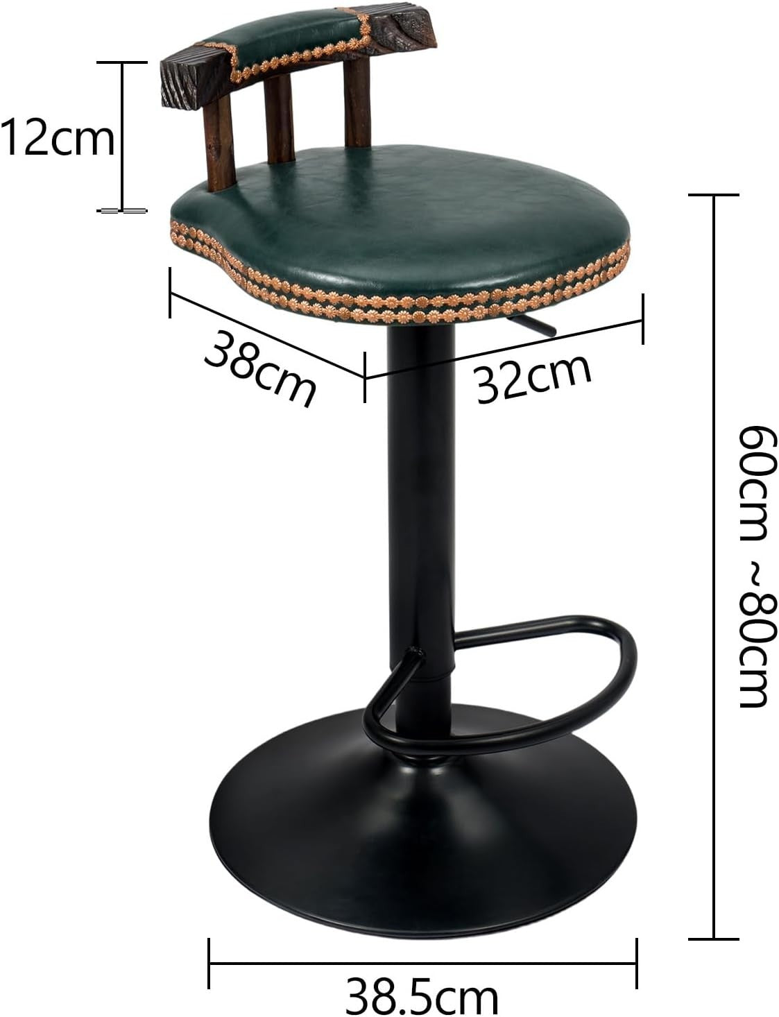 Vintage Adjustable Swivel Bar Stool – Green Kitchen Counter Chair