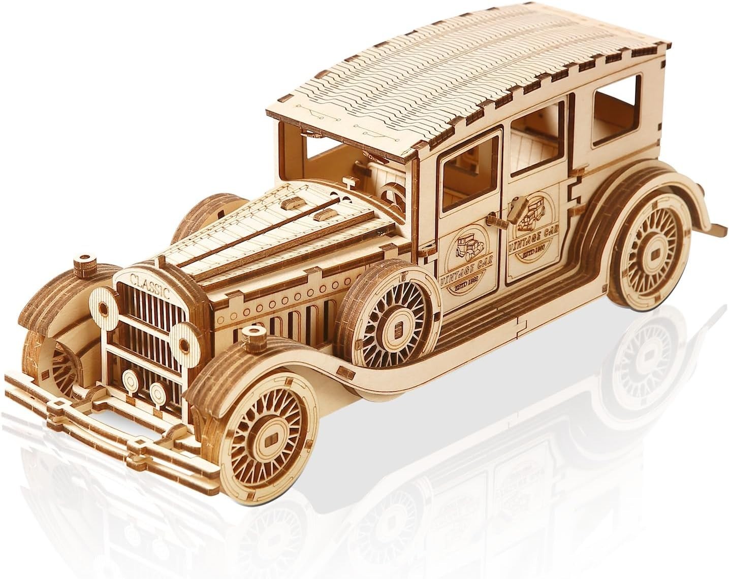 3D Wooden Vintage Car Puzzle DIY Model Kit – Build & Display, Gift Idea