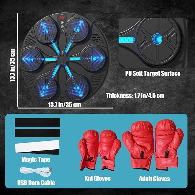 Smart Music Boxing Machine LED Punch Pad Bluetooth Wall Mounted Gym