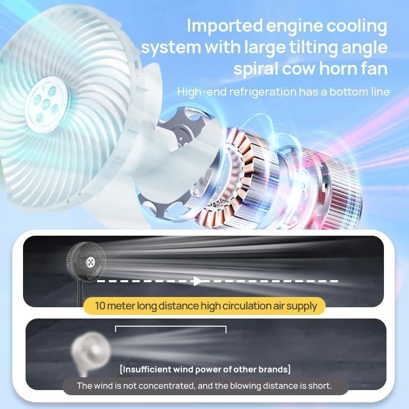 8-Inch Portable Fan – Wireless Rechargeable w/ LED Light & Remote for Travel