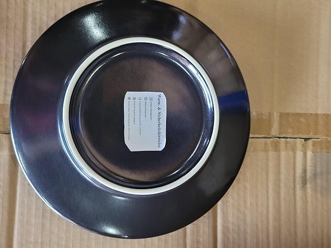 6pc Black Ceramic Pasta Plates 23cm Matte Glaze Microwave Dishwasher Safe