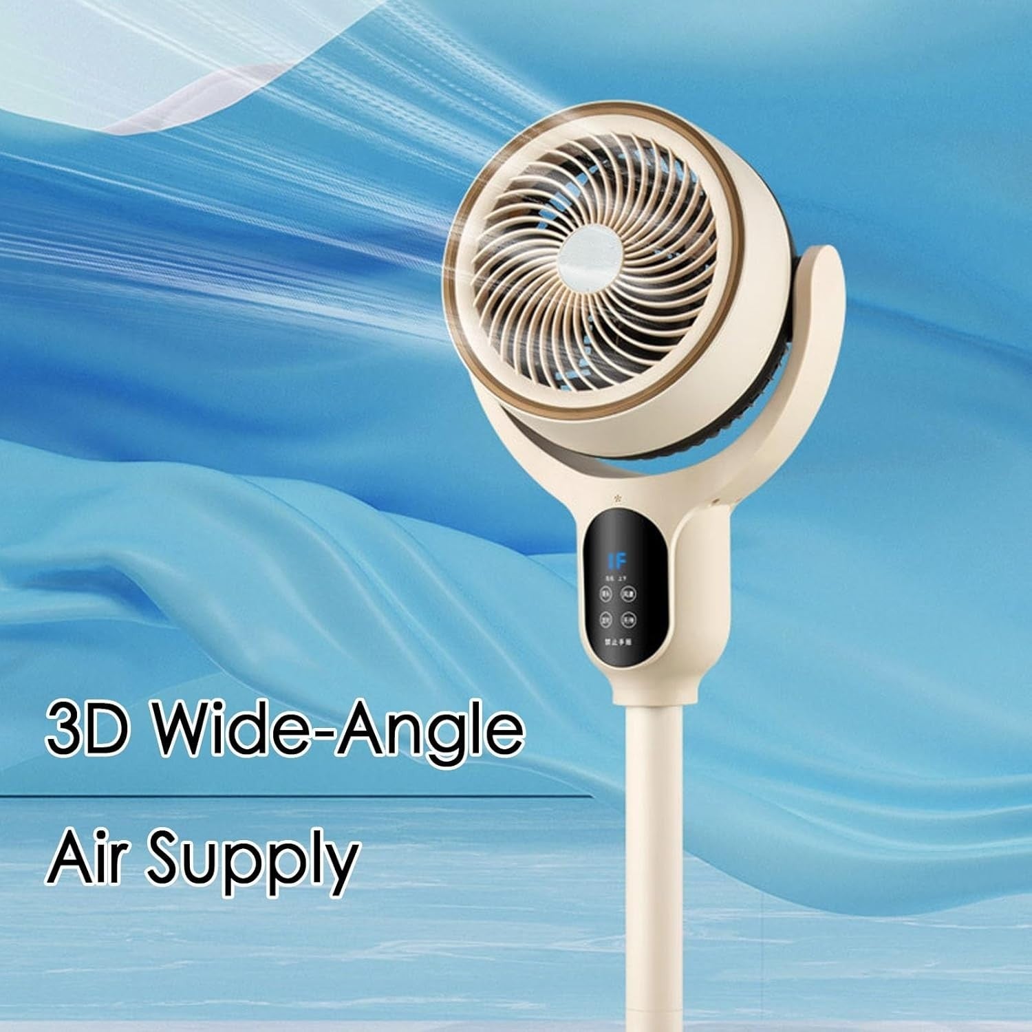 90°+90° Standing Fan Adjustable Height 3-Speed Quiet Floor Pedestal Fan White