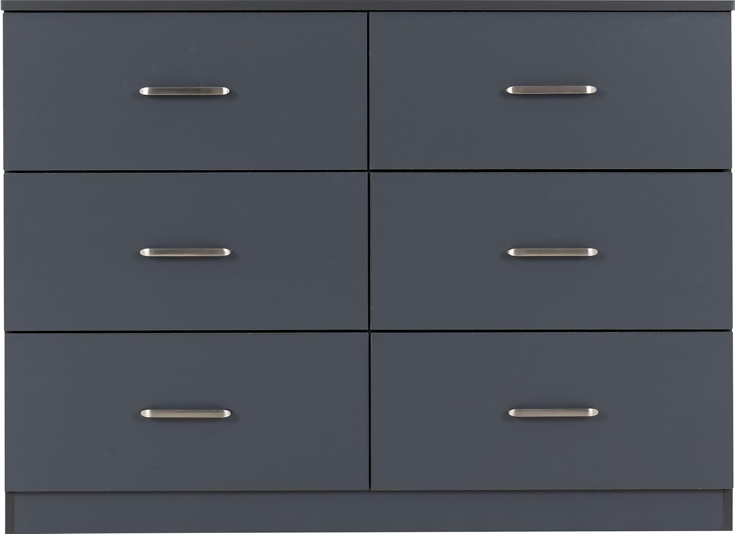 6 Drawer Chest Dark Grey Modern Bedroom Storage Unit Cabinet Drawers