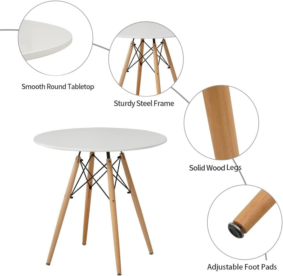 Modern 4 Chair Patchwork Dining Set with 80cm Round Table - Compact & Stylish
