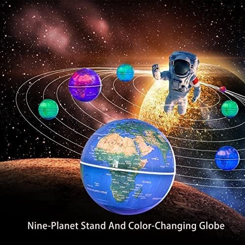 Blue Magnetic Levitating Globe Nine Planets Floating LED Light