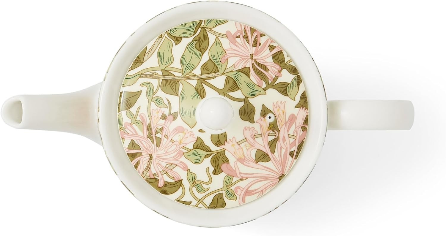 37oz Porcelain Teapot Floral Tea Pot w Lid Handle Dishwasher Safe