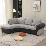 4 Seater L-Shaped Corner Sofa with USB Port Chaise – Linen Fabric, Modern