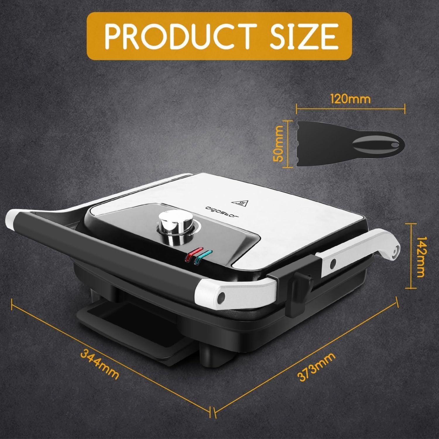 2000W Panini Press Grill Sandwich Maker Non-Stick Plates Temp Control