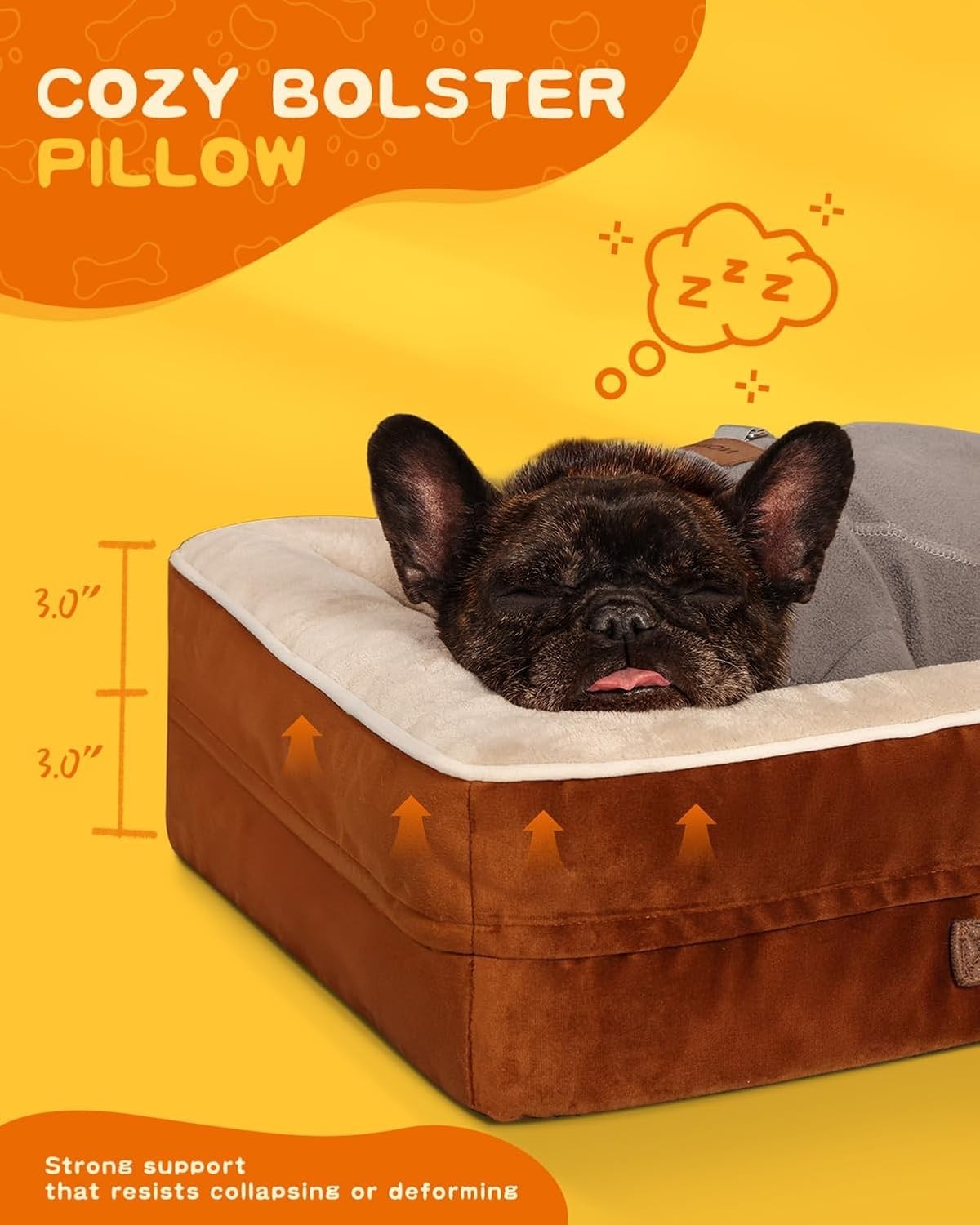 Orthopedic Cat & Small Dog Bed 61x46cm Waterproof Brown