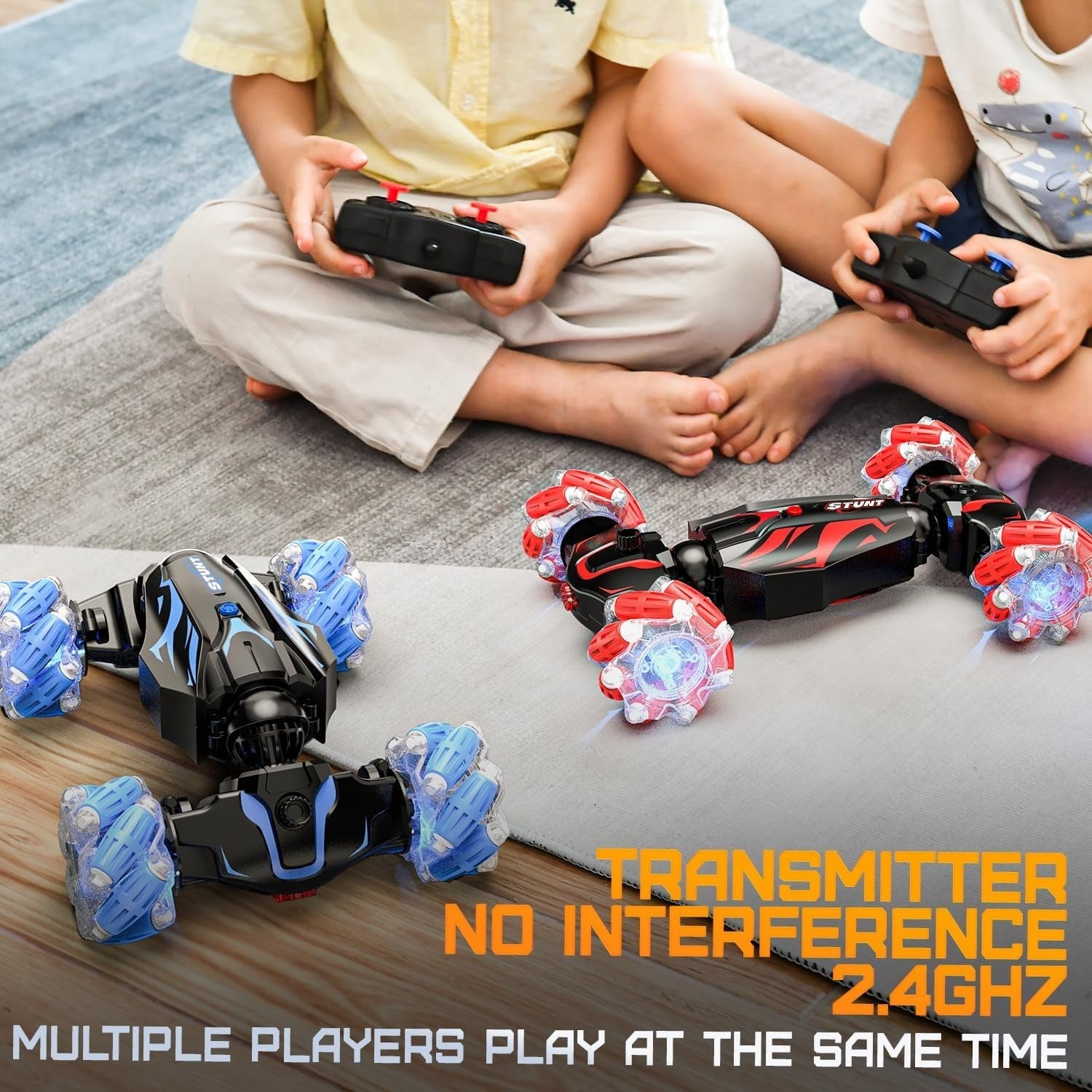 Gesture RC Stunt Car 4WD 360° Spin LED Lights Smoke Sound Rechargeable Toy