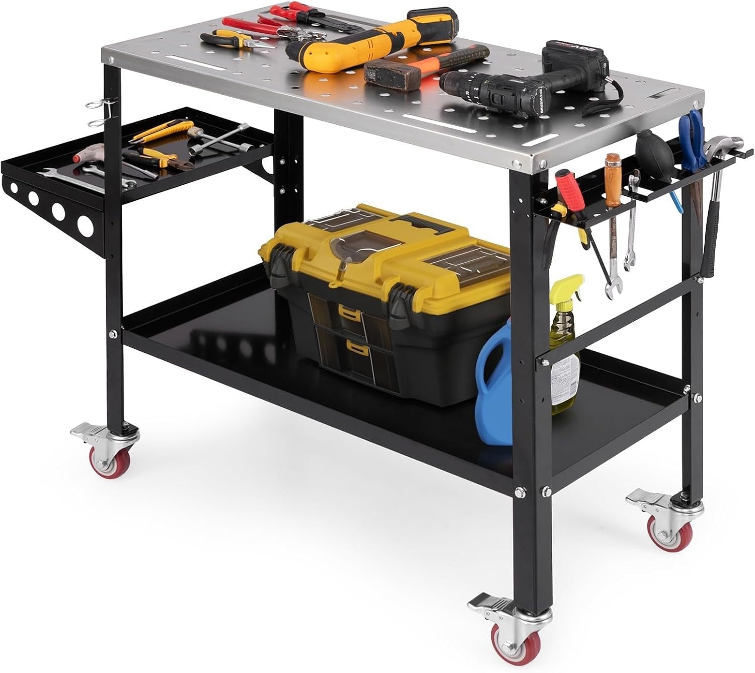 Heavy Duty Welding Table 36x18" 580kg Load Portable Workbench w/ Wheels
