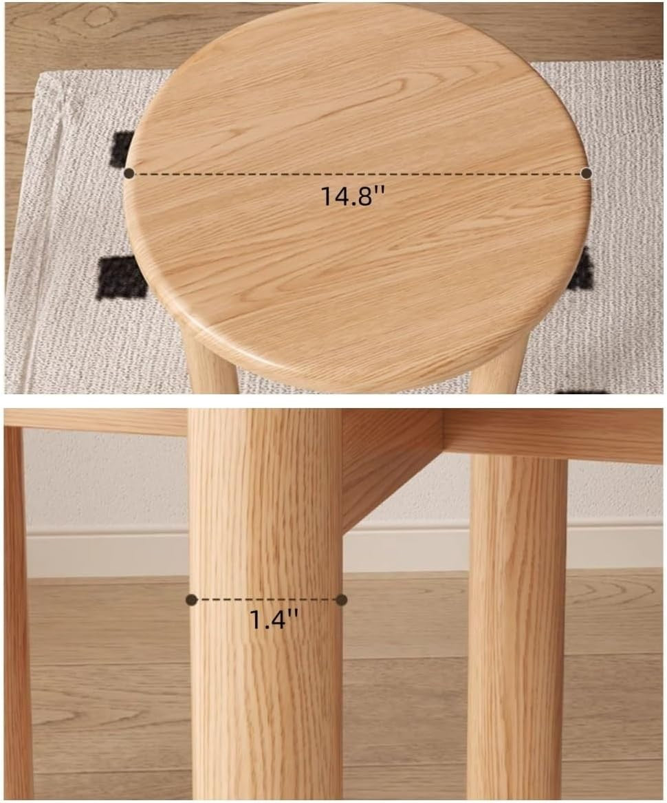 Set of 4 Stackable Stools Footrest Nightstand Rubber Wood Light Brown