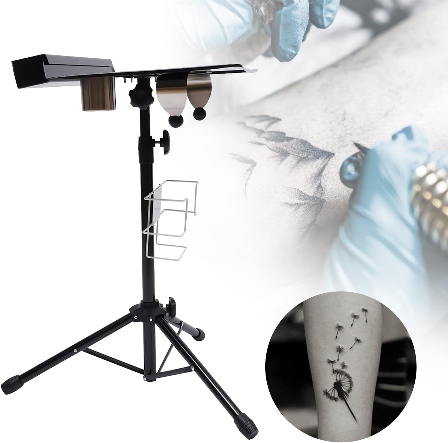 Tattoo Workstation Adjustable Height Rolling Tray Table Portable Studio