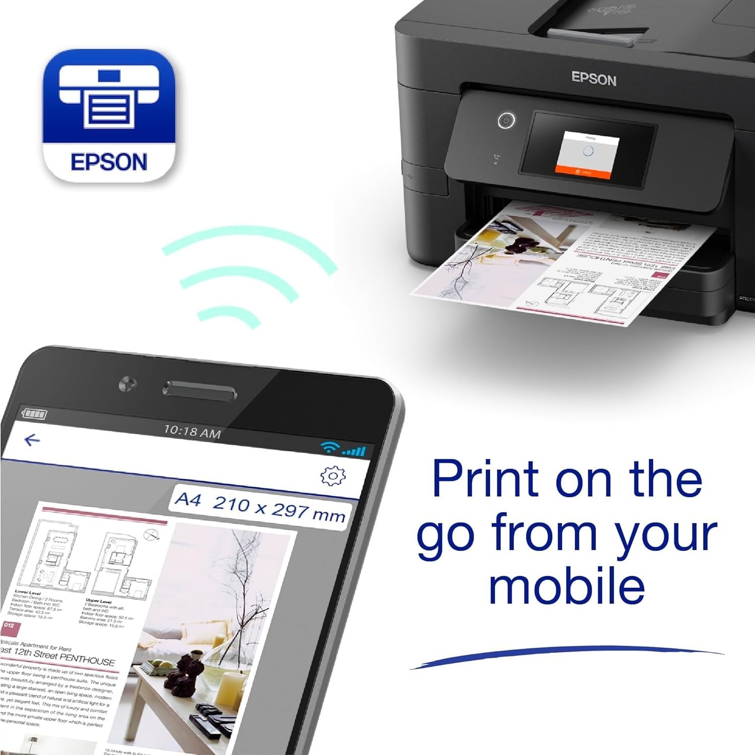 A4 Wireless Colour Printer Scanner Copier Fax Auto-Duplex Black