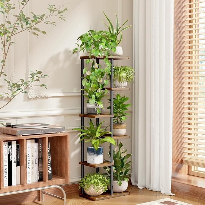 6 Tier Metal Plant Stand Indoor Outdoor Corner Shelf Display Rack
