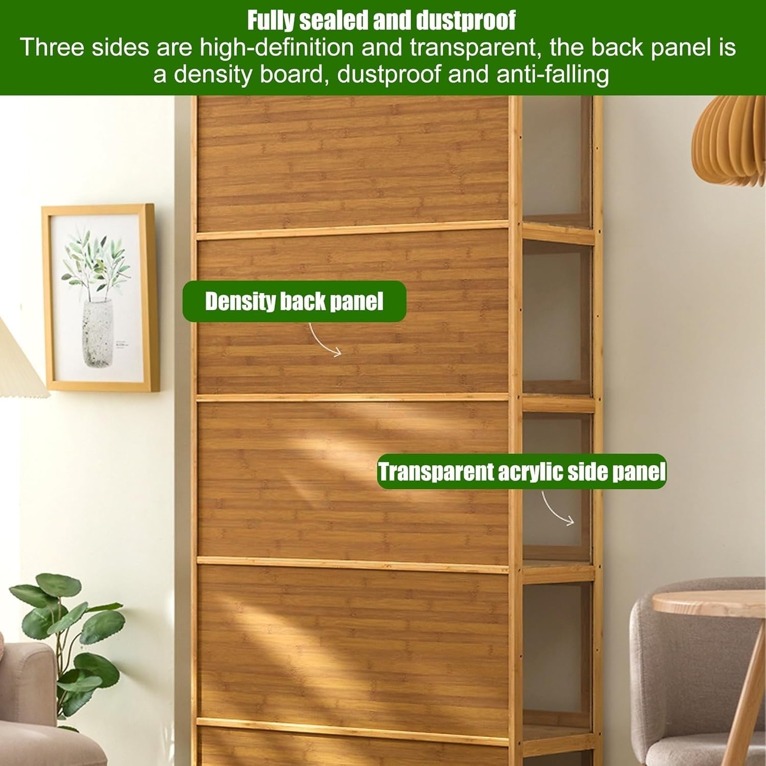 Glass Display Bar Cabinet for Liquor & Wine Storage, Farmhouse 2-Tier 70cm