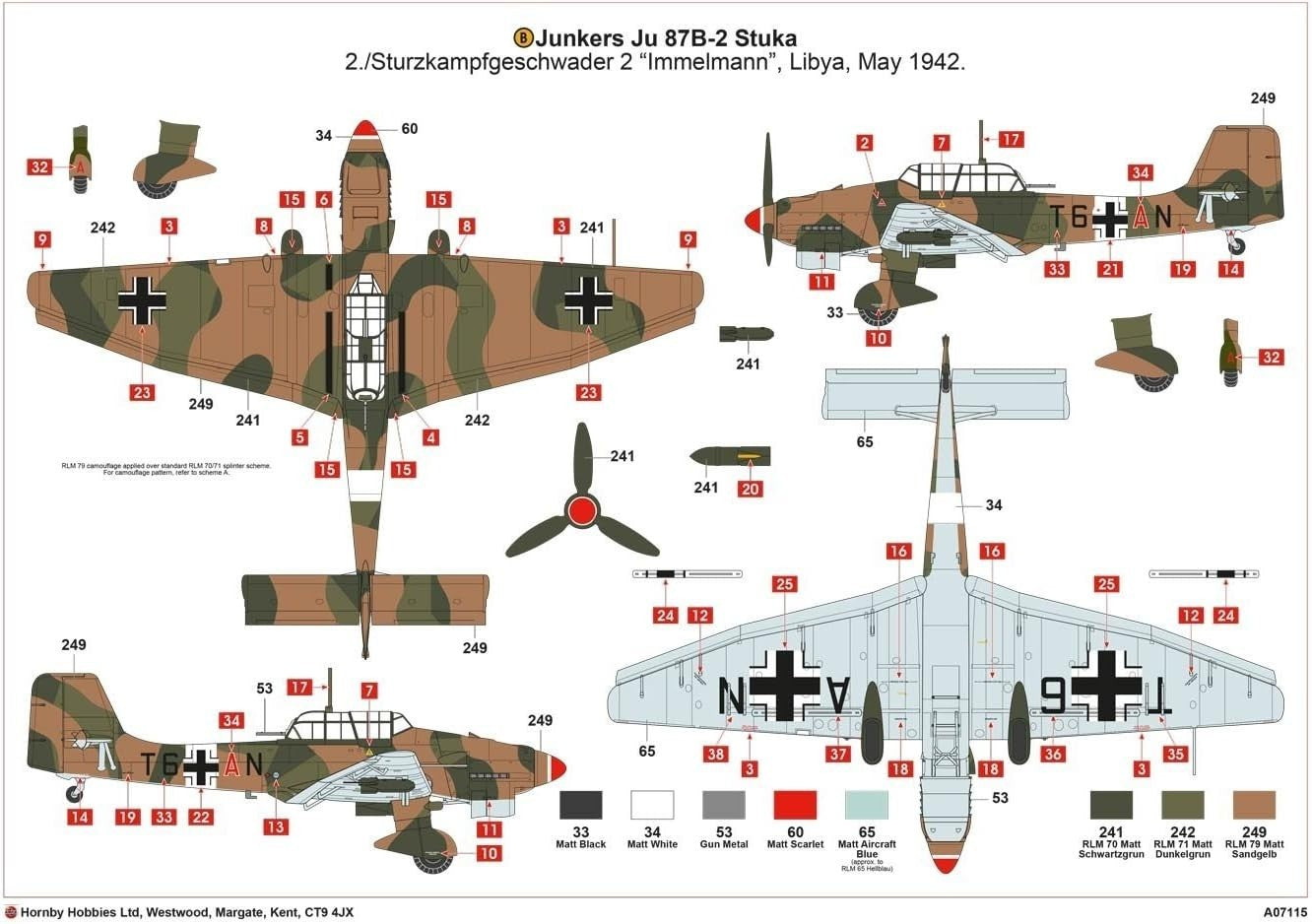 1:48 WWII Bomber Model Kit JU87B Set w/ Sprues Decals – Build Ready