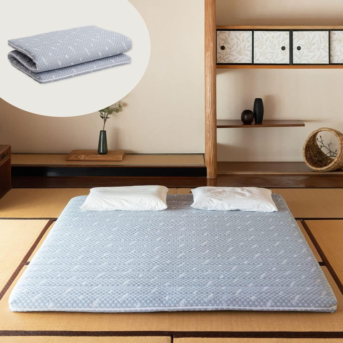 Japanese Floor Futon Mattress King | Tatami Foldable Foam Topper Bed