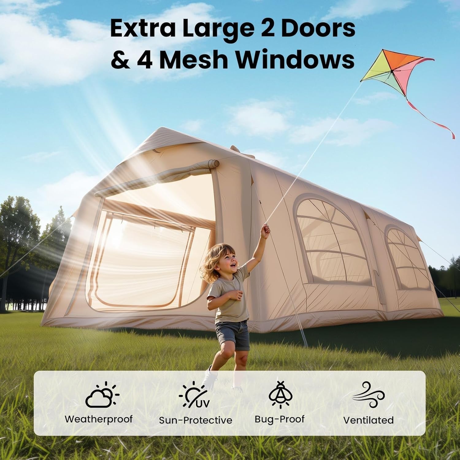 10 Person Inflatable Camping Tent 4 Season Waterproof Air Glamping