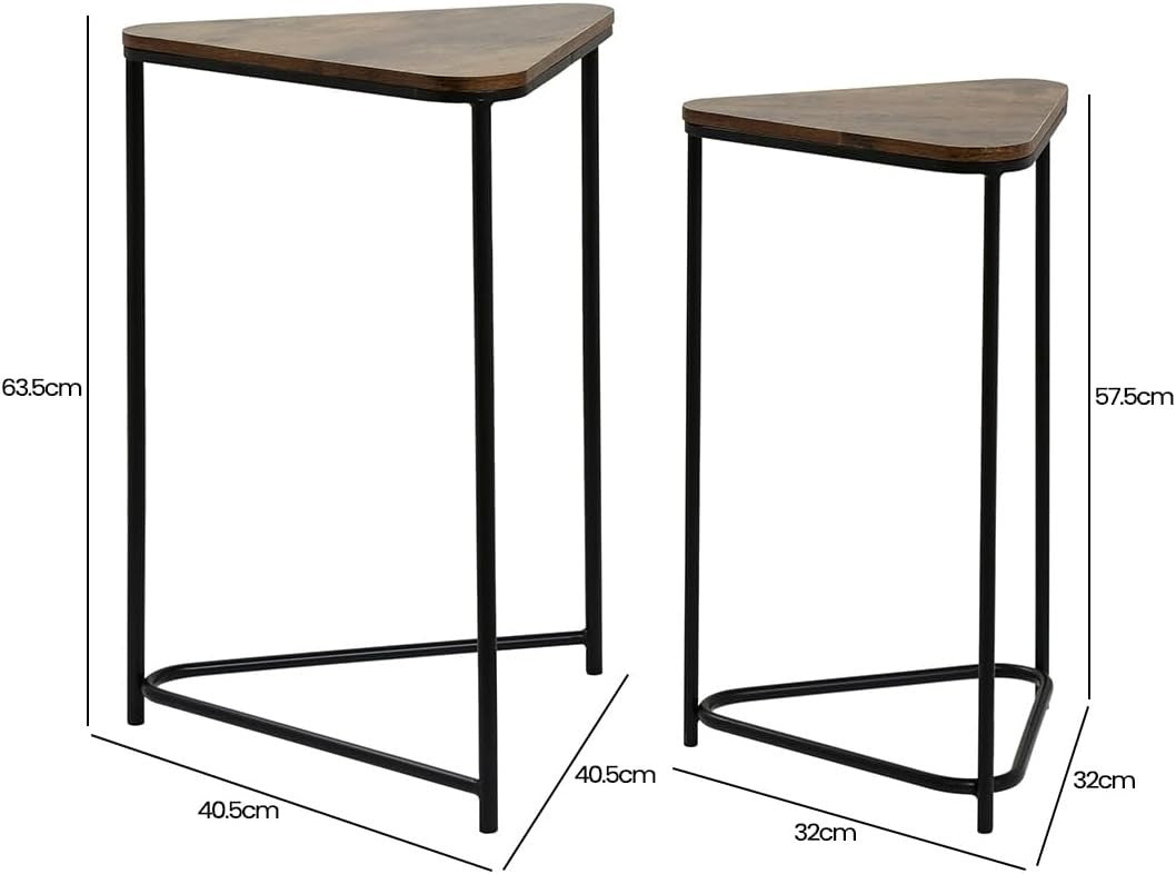 Space Saving Nesting Side End Coffee Table Wood Metal Frame Luxury Design