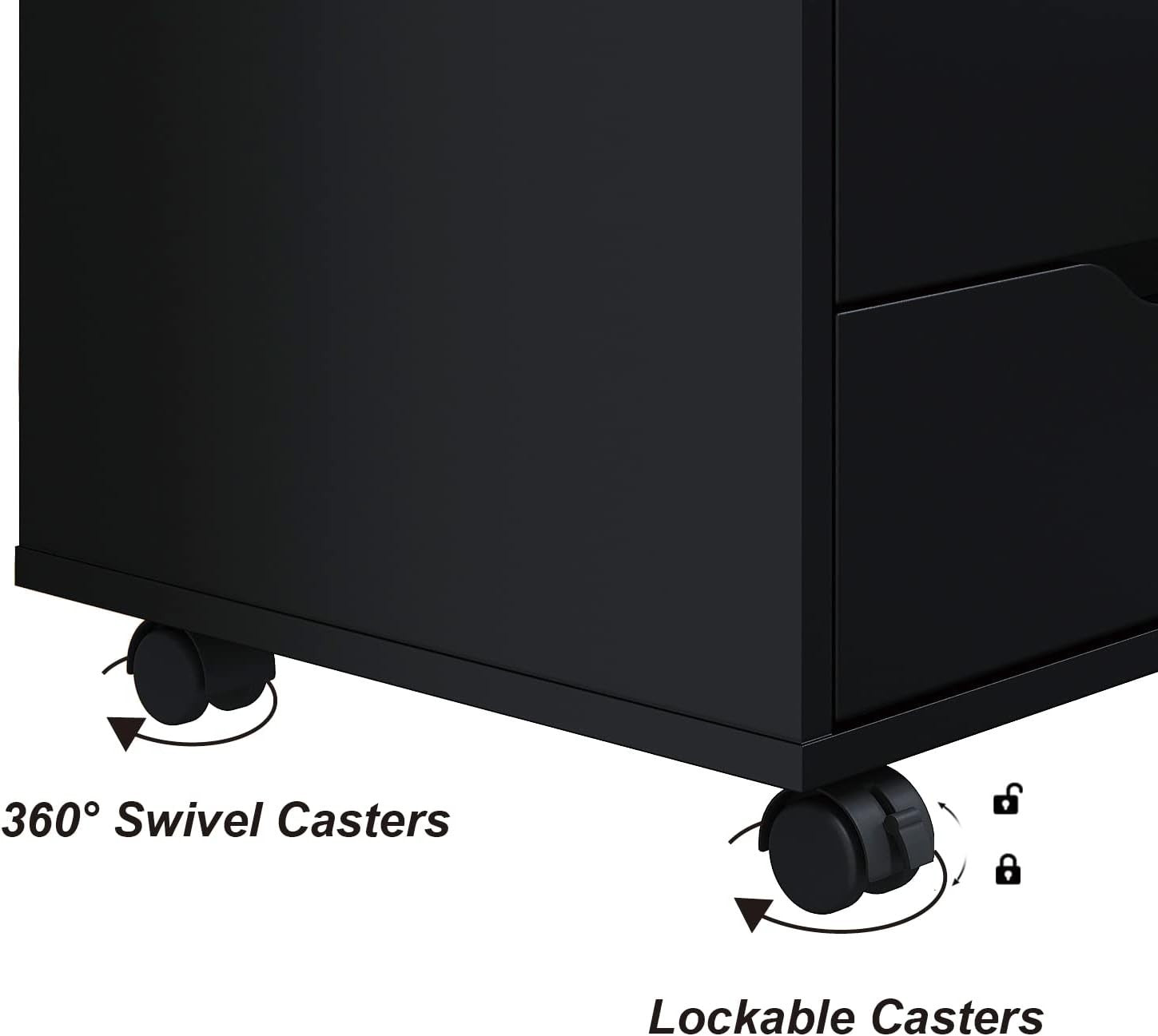 7 Drawer Mobile Filing Cabinet with Wheels Office Storage Chest Black
