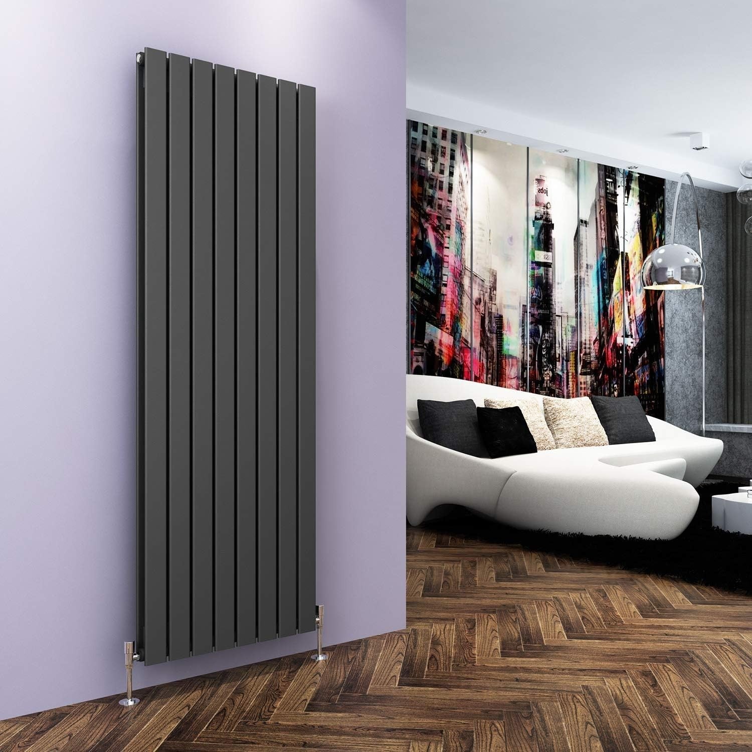 Vertical Anthracite Radiator Double Panel 1800x608mm Modern Designer