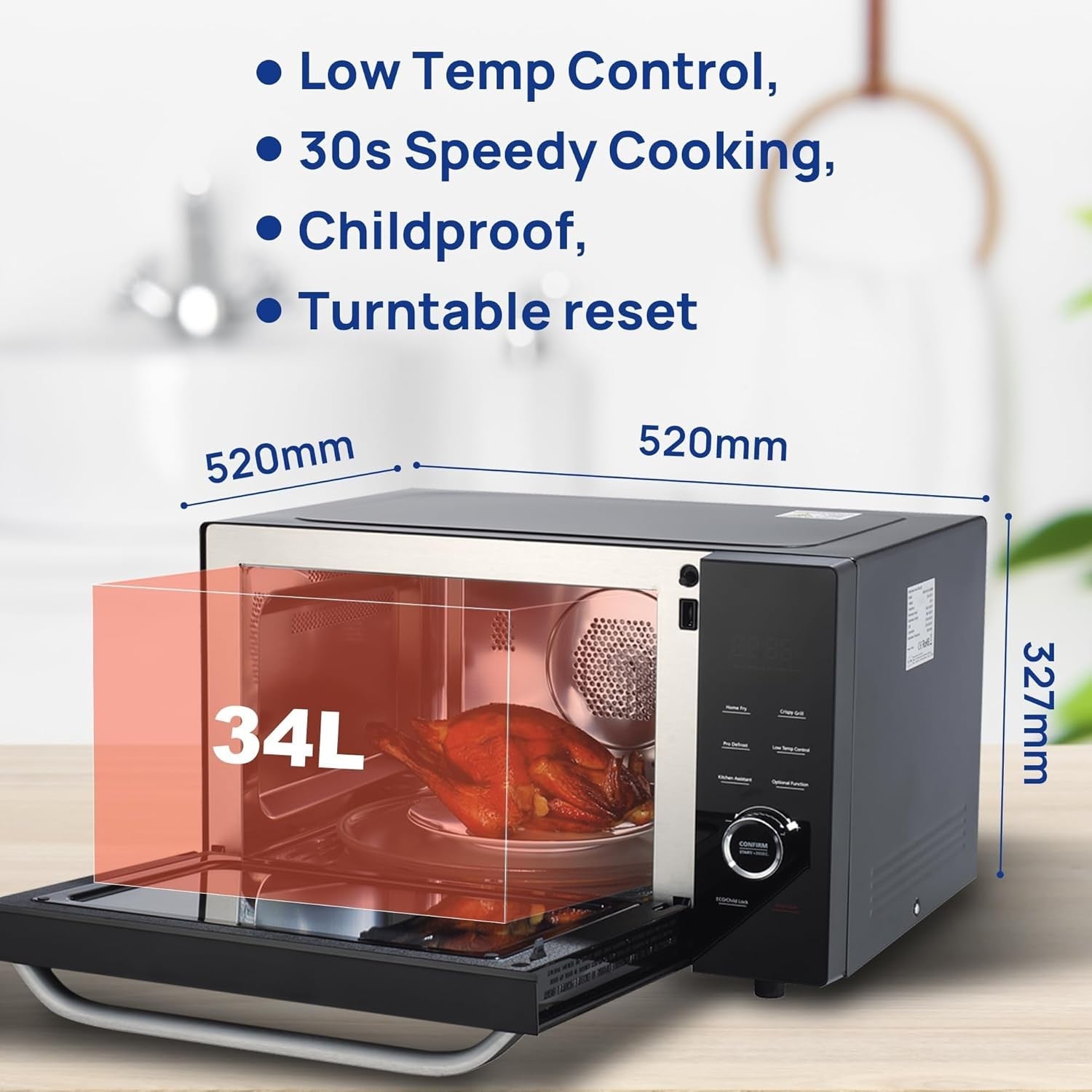 Smad 34L Combination Microwave Oven 1000W Microwave 2400W Grill/Convection
