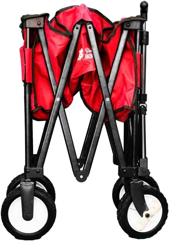 Red 80kg Folding Garden Trolley with Cover Collapsible Camping Beach Cart