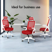 Ergonomic Mesh Office Chair Lumbar Support Flip Arms Headrest Red 180KG Max