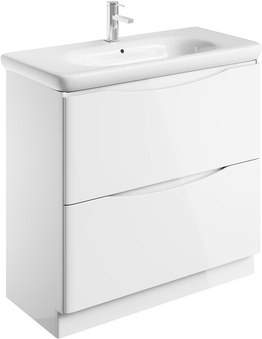900mm White Floor Standing Vanity Unit with Basin Gloss Bathroom Storage