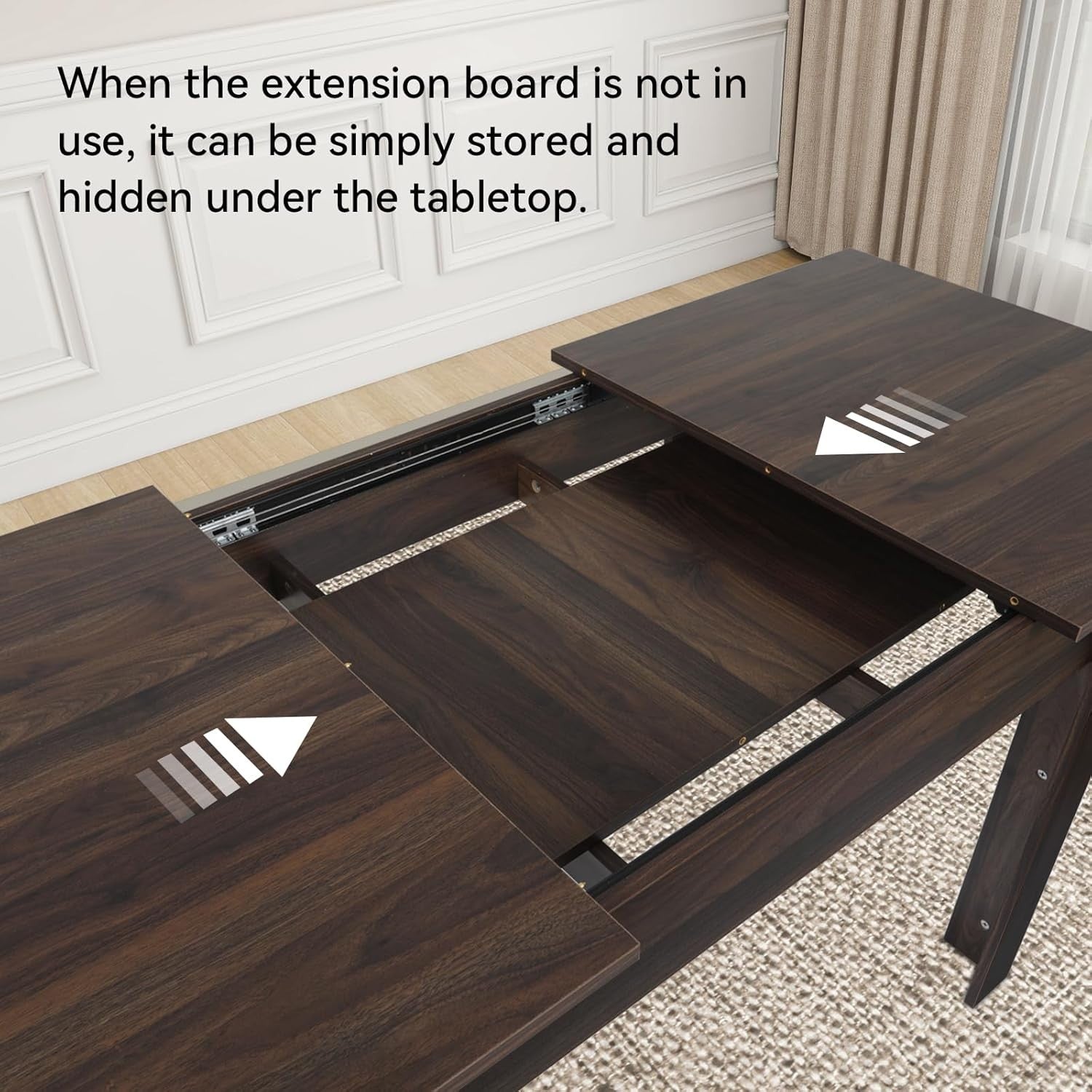 Extendable Dining Table 6-8 Seater Brown Wood Kitchen Home Solid Legs