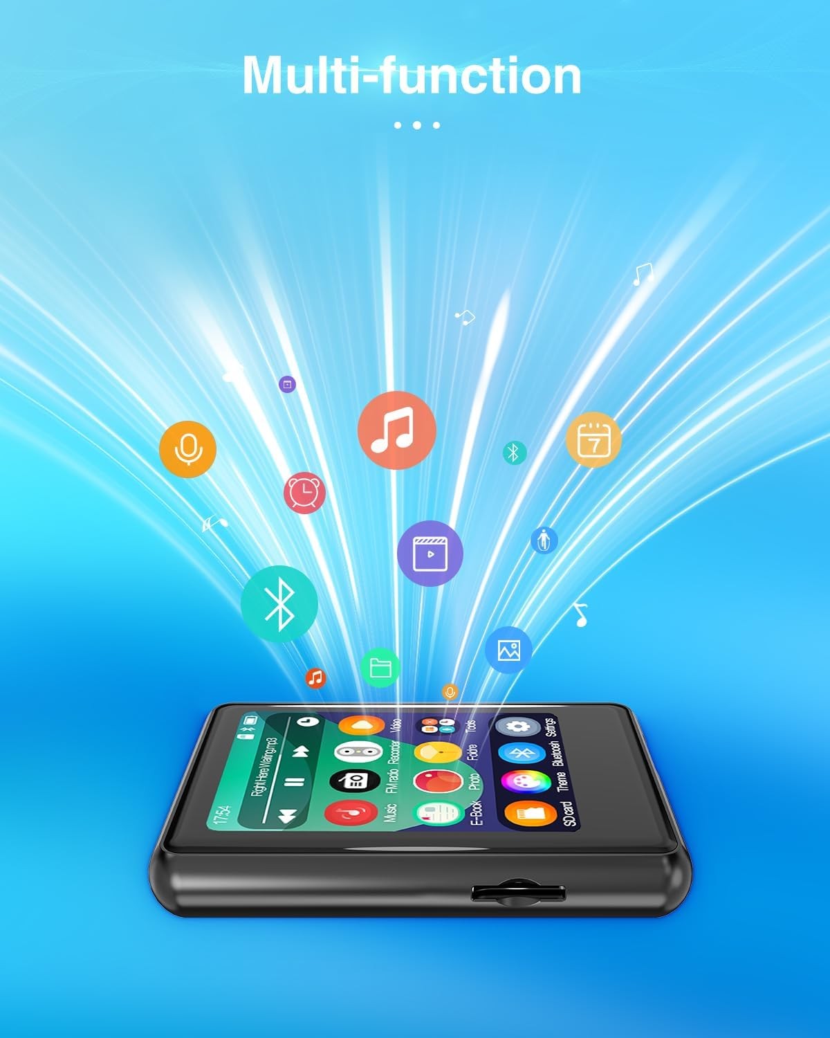 Bluetooth 5.3 MP3 Player 16GB Touch Screen FM Speaker 256GB