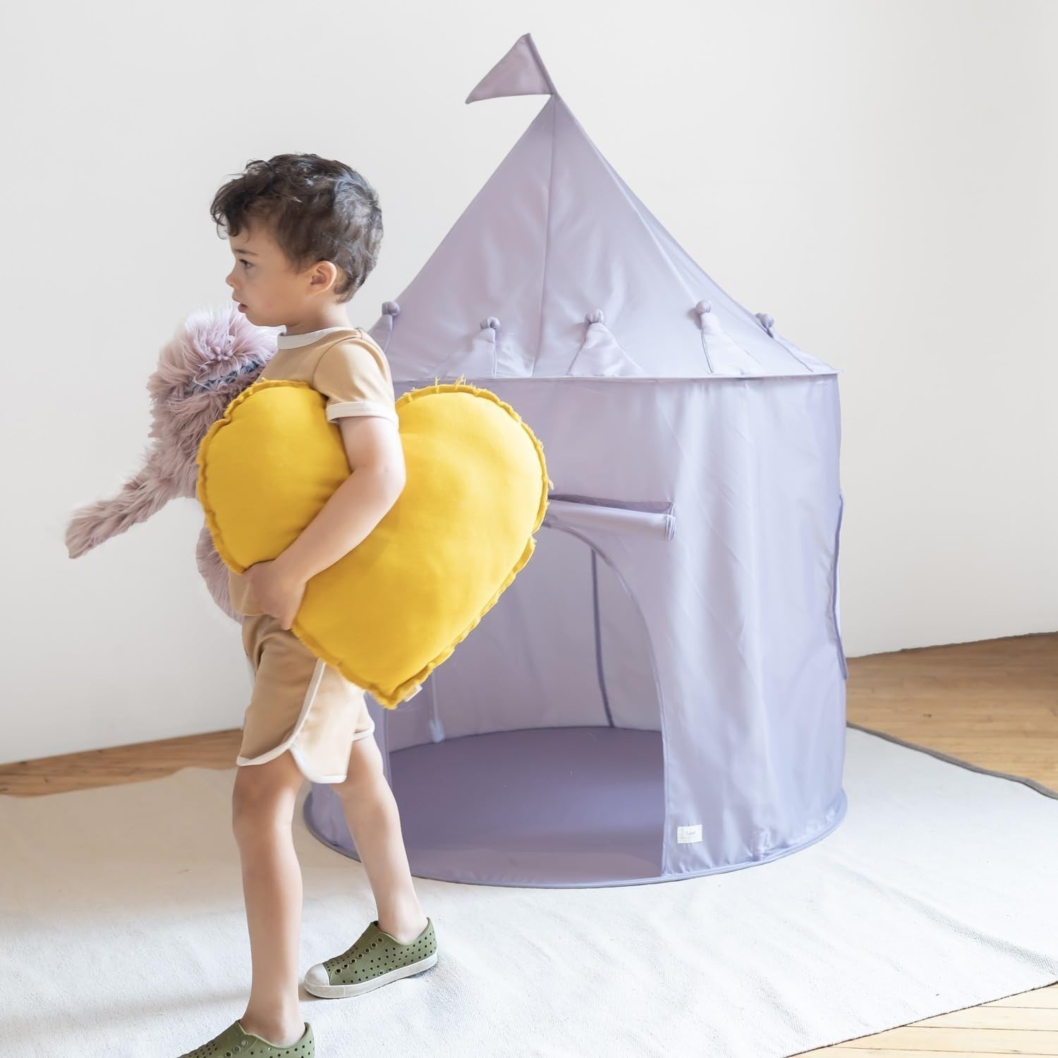 Purple Kids Indoor Play Tent Pop Up Castle Fort Recycled Fabric