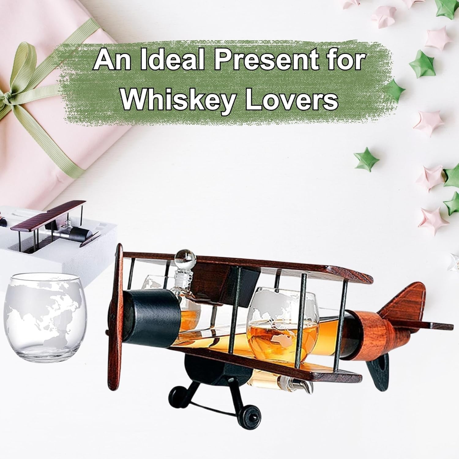 Luxury Airplane Whiskey Decanter Set 1000ml with Glasses | Aviation Gift for Men
