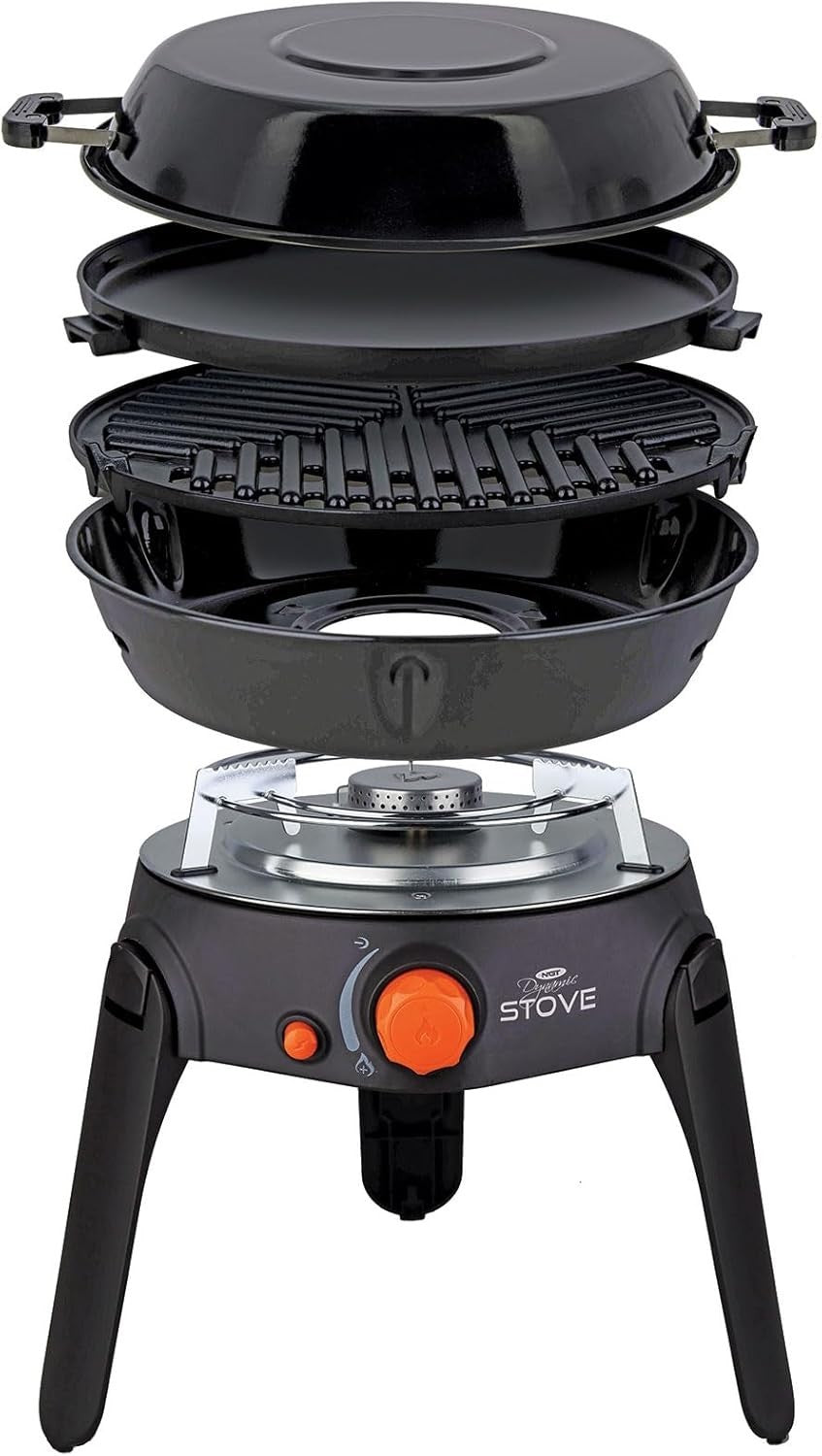 Portable Gas Camping Stove BBQ Grill Set 2.2kW Folding Legs Pot Pan Outdoor
