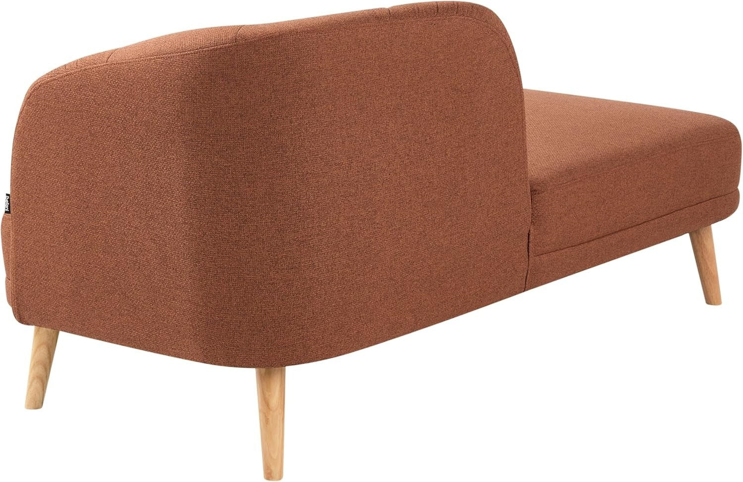 Traditional Brown Polyester Fabric Chaise Lounge Sturdy Wooden Legs