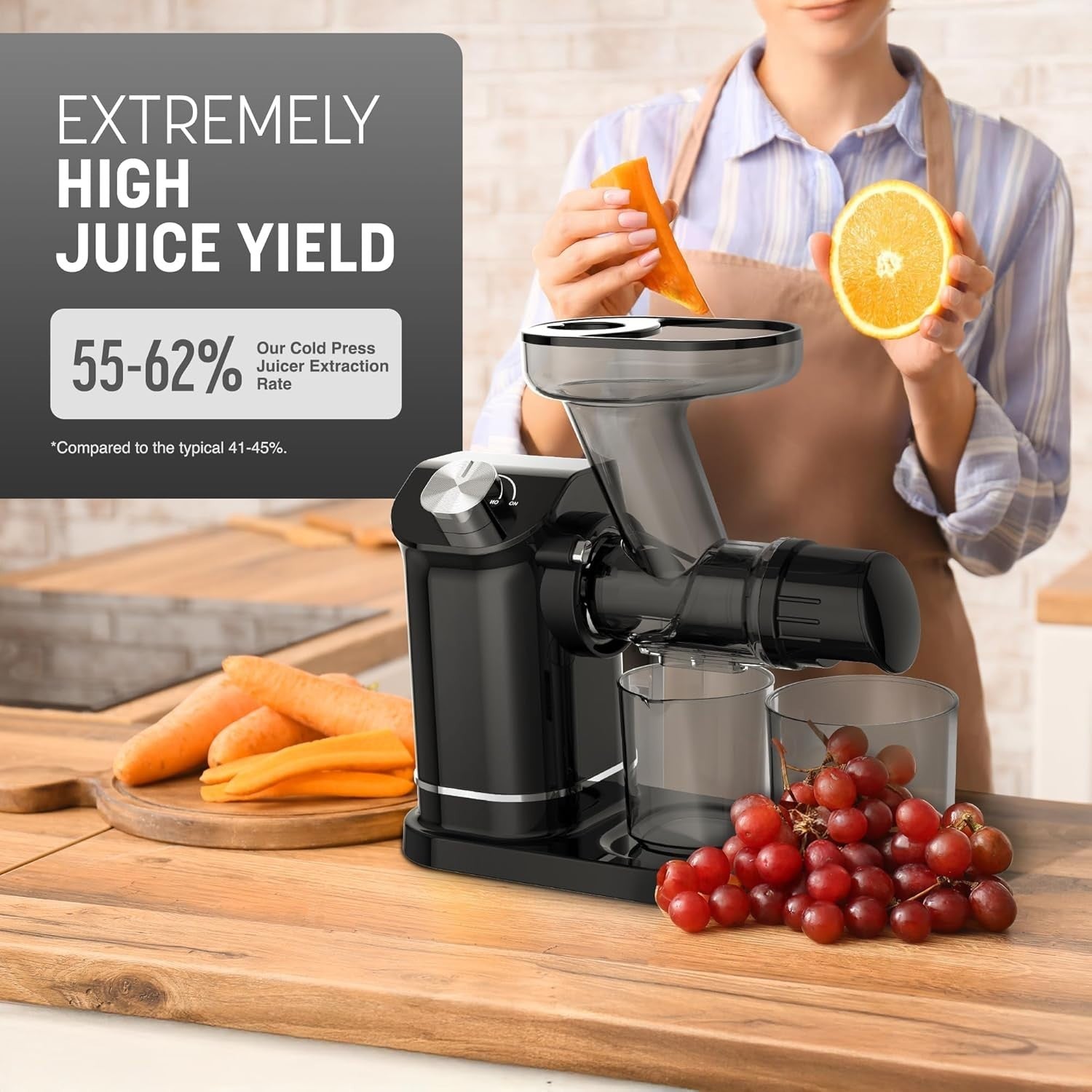 Cold Press Slow Juicer 7 Stage Auger High Yield Quiet Compact Easy Clean