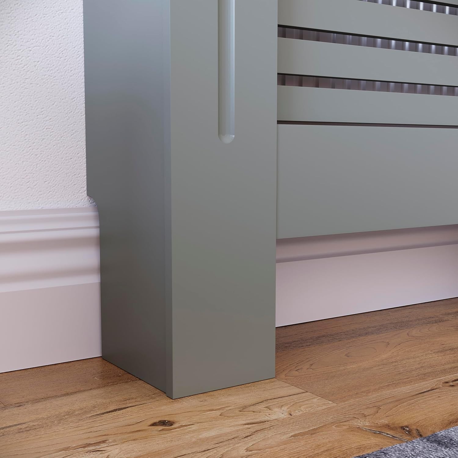 Small Olive Grey Radiator Cover MDF Cabinet Modern Design 82x78x19cm