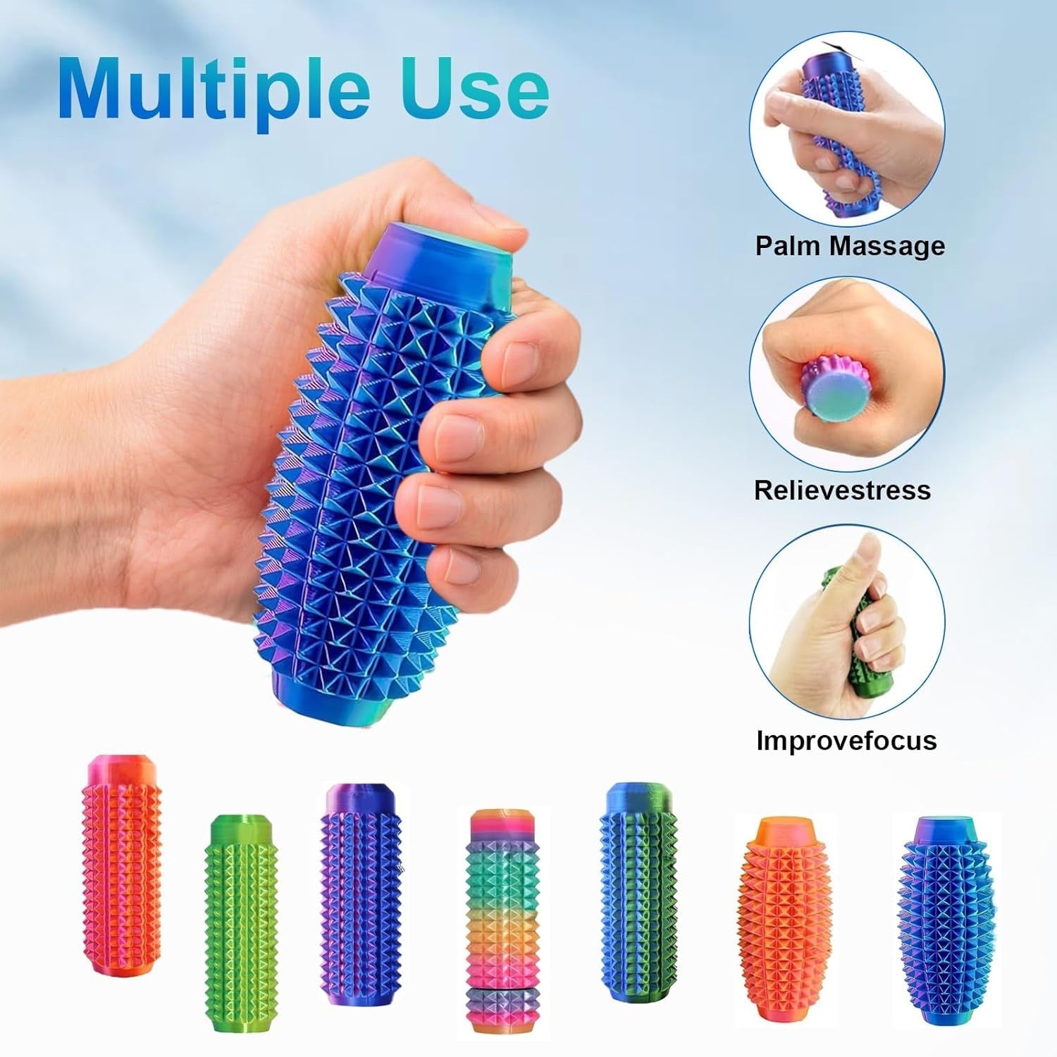 3PCS Spiky Pain Stim Fidget Toys Anxiety Relief Pocket Sensory Keychain