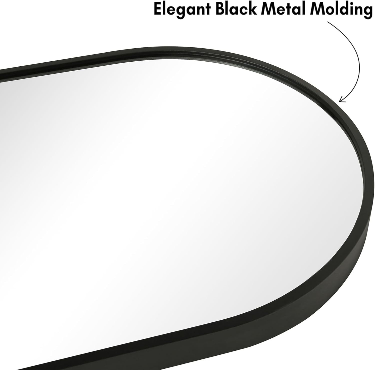 Large Black Oval Wall Mirror 50x100cm with Aluminium Frame for Bathroom