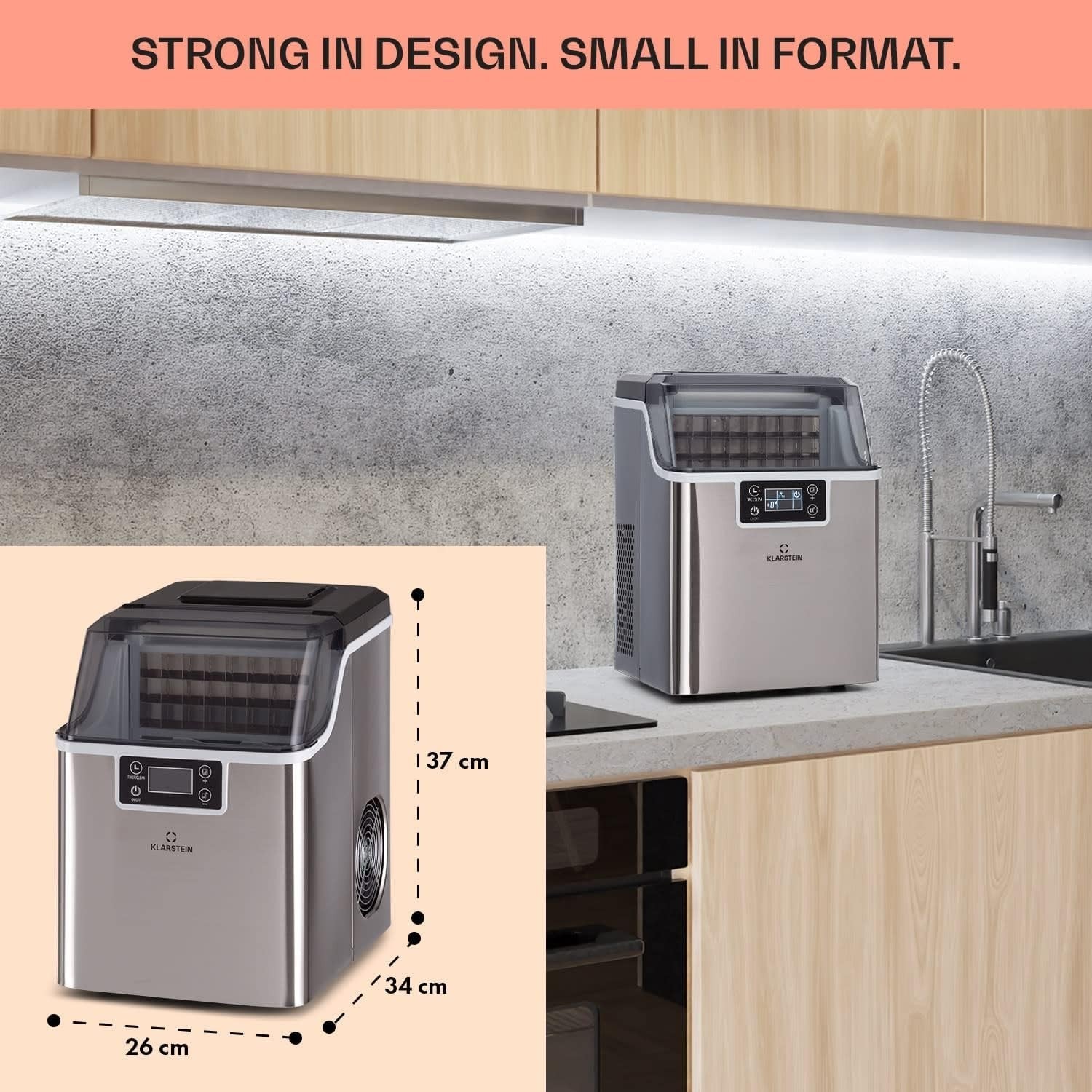 Countertop Ice Maker Fast Bullet Ice 20kg Daily Self Cleaning 3.2L